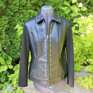 Size S / M Nygard Collection Women’s Black Leather Jacket Acrylic Cotton CN